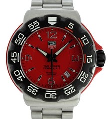 Tag Heuer 41mm Men’s Formula 1 Swiss Made Red Dial SS Swiss Watch! Ref: WAC1113!