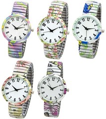 Blekon Collections Womens 38mm Case Artistic Designed Stretch Band Watch