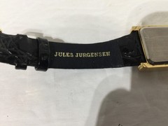 Vintage Jules Jurgensen Diamond Tank Genuine Leather Men’s Dress Watch Working!