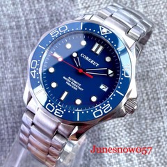 40MM New Japan NH35A Automatic Men Watch Sapphire Blue/Red/Green Dial Glass Back