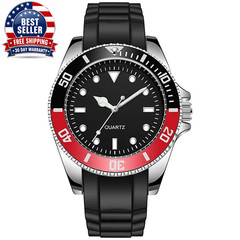 40Mm Quartz Analog Watch with Quartz Movement No Logo Rotating Bezel Rubber Stra