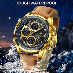 Men Quartz Watch LED Digital Luminous Waterproof Casual Business Male Wristwatch