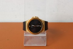 GUESS Diamond – Black & Gold Analog Watch w/ Silicone Wristband