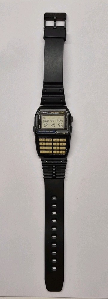 Casio Data Bank 150 1477 DBC-150 Digital Watch 34mm New Batt. Fully Tested Works
