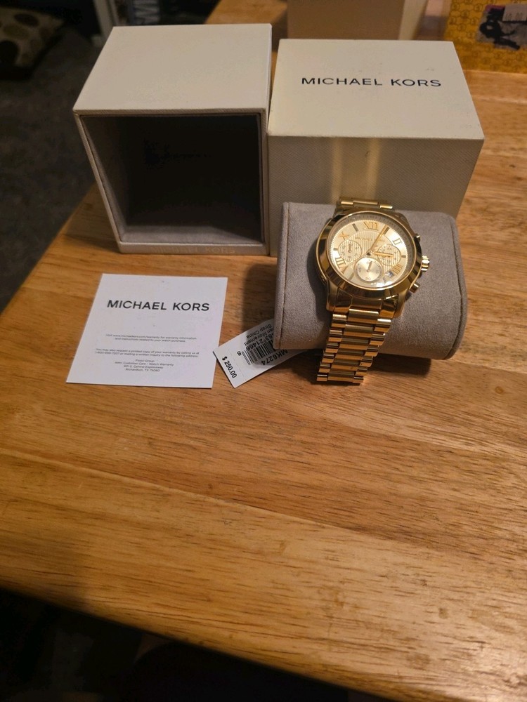 Michael Kors Cooper MK6274 Women’s Gold Stainless Steel Analog Dial Watch New