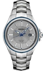 Seiko Coutura Gray dial with Blue accents and Bracelet Watch SNE565