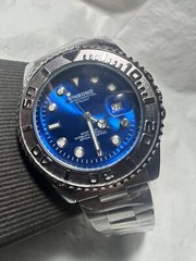 BINBOND, water resistant, famous design, navy blue, magnify on date,42mm Mens