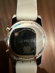 Geneva Women’s Off-White & Silver Wristwatch w/ Adjustable Buckle Silicon Band