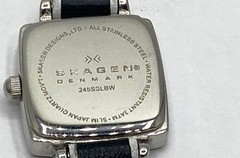 Skagen Women’s Square Stainless Steel Watch 245SSLBW Black Leather 6.5″ Band