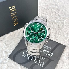 Bulova Marine Star Green Dial Stainless Steel Chronograph Men’s Watch 96B396