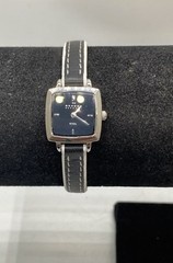 Skagen Women’s Square Stainless Steel Watch 245SSLBW Black Leather 6.5″ Band