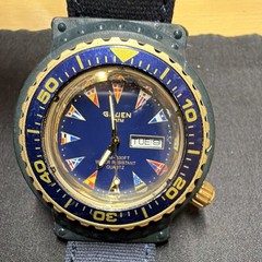 Gruen 320-205 Quartz Sports Day/Date 100m Blue Dial Blue Fabric Strap