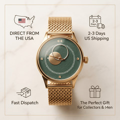 Personalized Men’s watch “Copernicus” Green Dial 40mm – Engraved Gift For Men