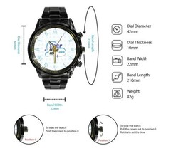 Personalized US Marine Corps 250th Anniversary Black Stainless Steel Watch TN477