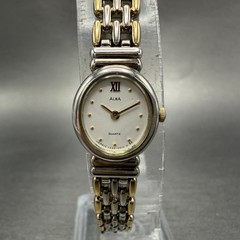 Seiko Alba Watch Women 15mm Silver Dial Two Tone Oval Y520-5070 New Battery VTG
