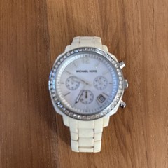 Michael Kors MK-5079 Runway Womens Watch Ceramic Chronograph New Battery 7.25″