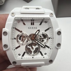 Guess Men’s Phoenix White Rubber Strap Watch – GW0203G1 For Parts Broken Case