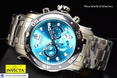 Invicta Men’s 48mm Pro Diver SCUBA Chronograph TURQUOISE DIAL Silver Tone Watch
