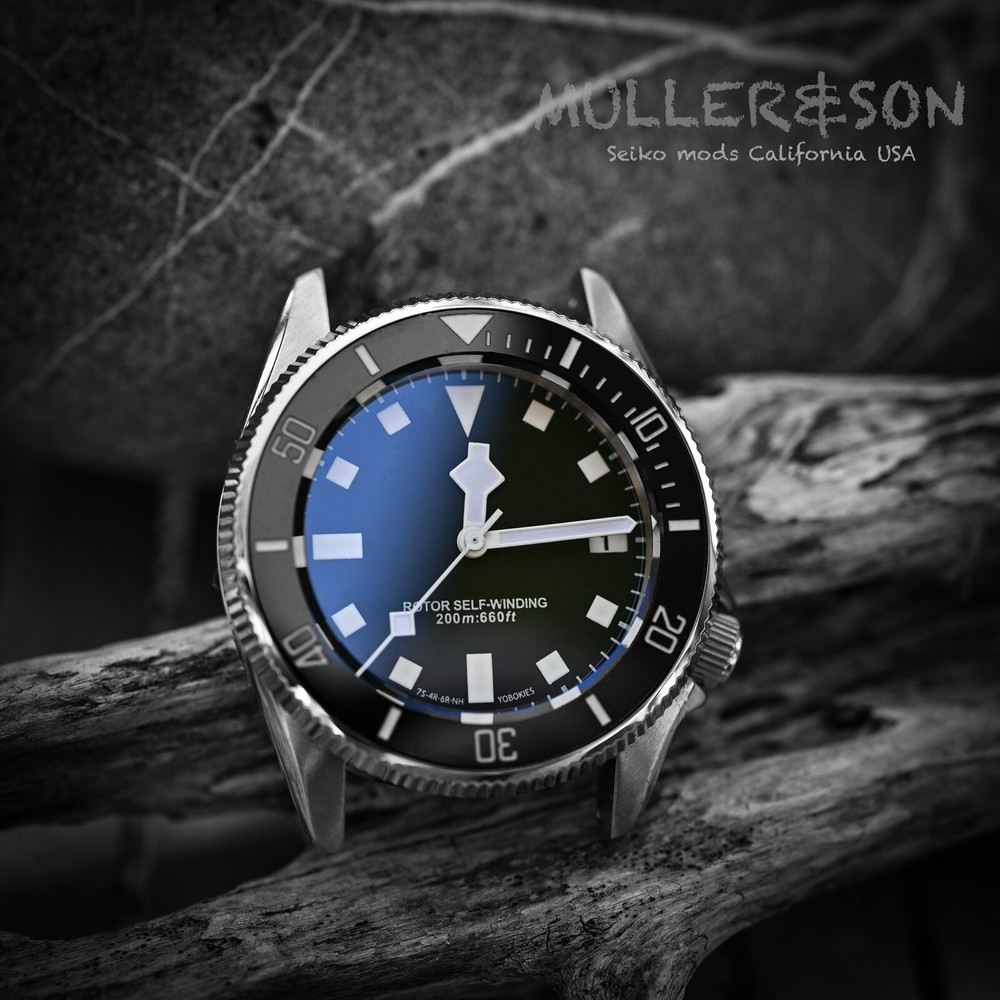 Müller&Son Watch Black [Pelagos MegaMod] made from Seiko SKX013 + Rubber Strap