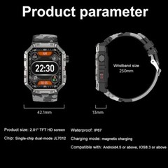 Bluetooth Smart Watch for Men (Answer/Make Calls)Rugged Tactical Fitness Tracker