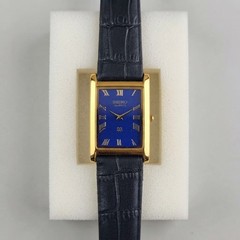 Vintage Seiko Slim Tank Quartz Men’s Dress Watch Blue Dial Classic Free Ship
