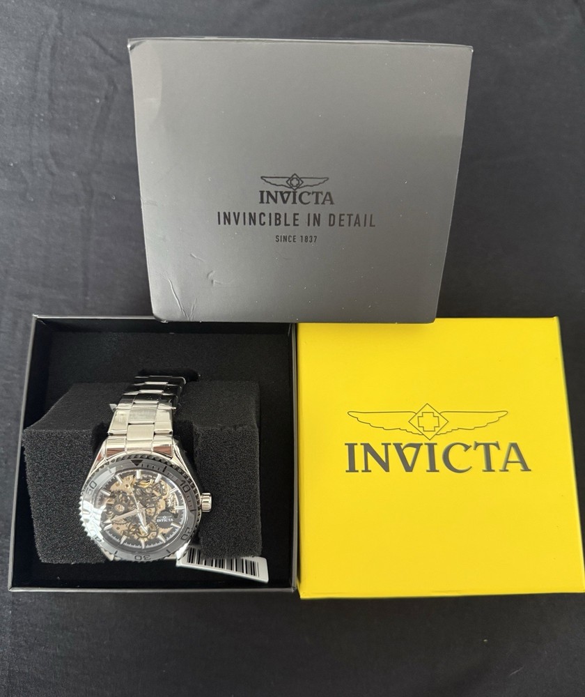 Invicta Pro Diver Men’s Automatic Skeleton Dial 43mm Black/Gold 30m Box