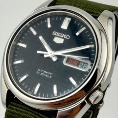Seiko 5 7S26-01V0 Automatic Watch Black Dial Wrist 19.5cm Used
