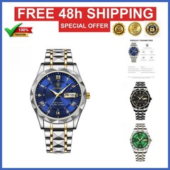 Men’s Quartz Watch Waterproof Luminous Stainless Steel Business Sports