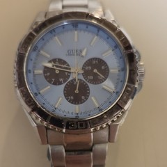 GUESS Quartz Chronograph 100m Blue Dial Stainless Steel Bracelet Watch 43mm