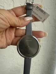 Bering Time – Ladies Green Quartz Watch w/ Silicone Strap & CZs – 10129-808
