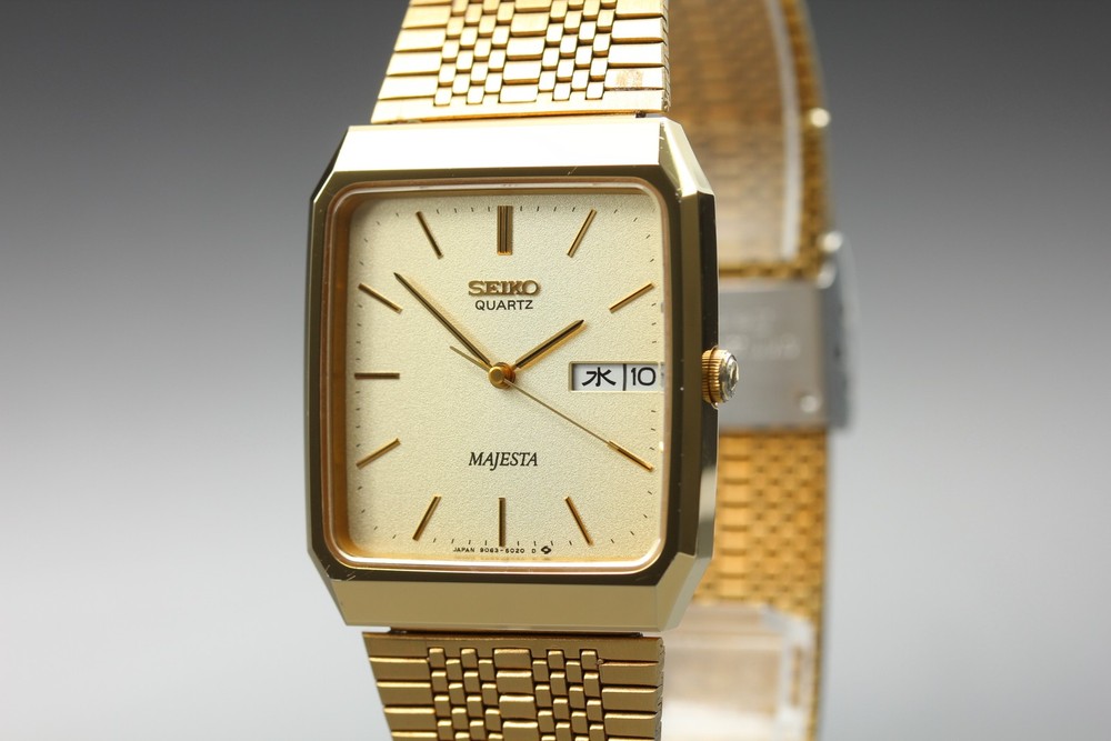 [Near MINT] Seiko Majesta 9063-5020 29mm Gold DayDate KANJI/ENG Qz Mens Watch