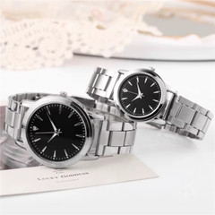 TWO NEW Analog Classic Quartz Watches Gift for Couples Men & Woman Silver-Black