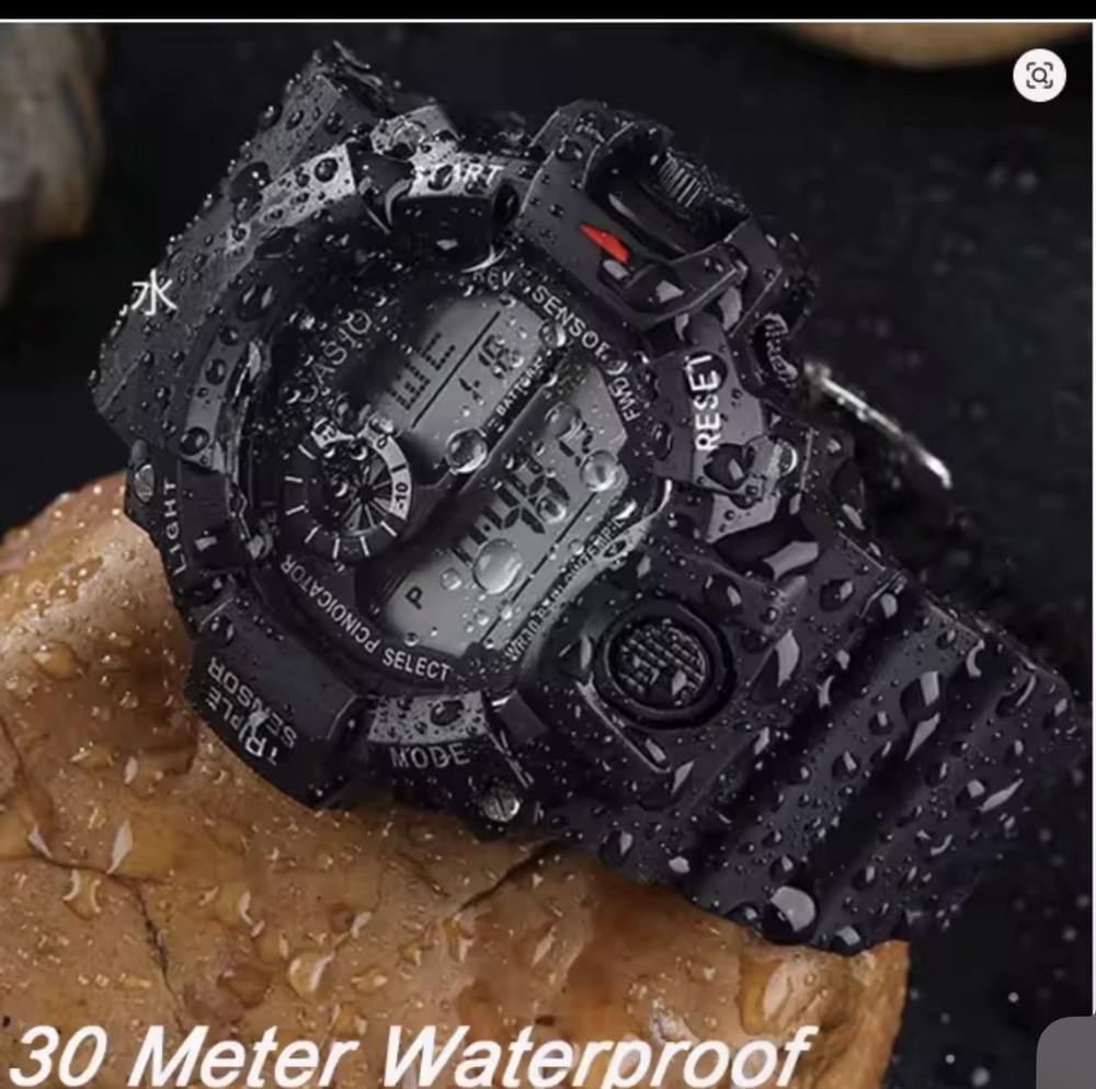 Sport Watch Men’s Digital Quartz WR30M Black Resin Strap Alarm Chronograph