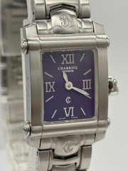 Charriol Ladies Quartz Watch Purple Dial 18mm Steel Band Excellent Condition