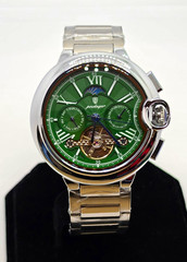 Poedagar Automatic Mechanical Open Heart Green Dial Men’s Watch 48mm New w/ Box