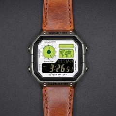 CASIO AE-1200WHD. Royale Watch Mod. Leather Strap. Negative Display. Silver Dial