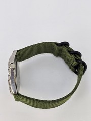 Men’s Watch Analog 40MM Blue Dial NEW Army Green Nylon Bands New Battery READ