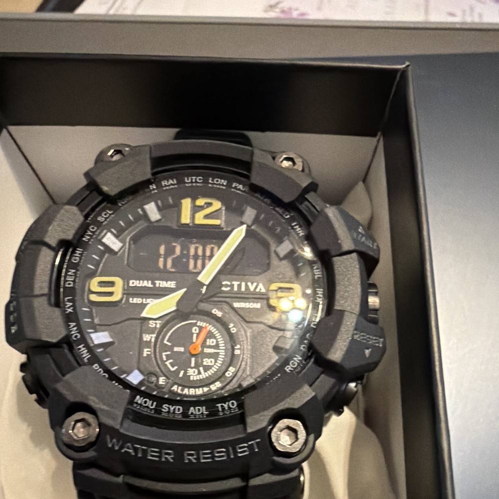 Activa BlackOps Men’s Analog/Digital Quartz Dual Time Alarm Watch 56mm Black