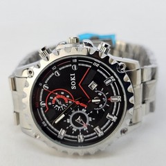 45MM Men’s Watch Gray Case Black Dial Date Indicator Gray Band 8″ New Battery