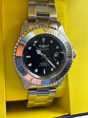 INVICTA MEN’S 34022 PRO DIVER QUARTZ 3 HAND BLACK DIAL STAINLESS STEEL WATCH NEW