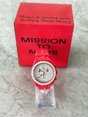 Genuine Swatch x Omega Bioceramic Moonswatch Mission To Mars (w/ Extra Red Strap