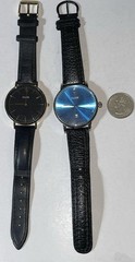 Lot of 2 Cluse Quartz Watches, Black leather bands, Unisex
