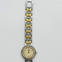 HERMES Clipper 517264 QZ Silver x Gold Ivory Dial Battery