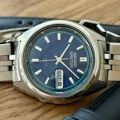 Blue Seiko 5 Actus Turquoise Track Vintage 1972 Serviced 7019-7060 Original Band