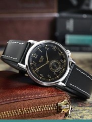 KUOE Kyoto Old Smith 90-007 Automatic Watch Black Dial Cordovan Leather Box