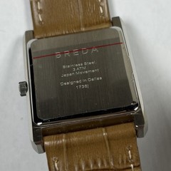 BREDA Virgil 1736j Rectangle Green Dial Brown Croc Leather Band Watch