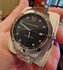 Concord Saratoga Men’s Diamond markers/Black pattern dial 40 mm watch Nice Cond!