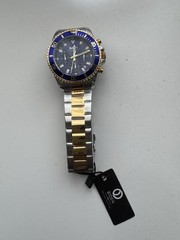 BiDEN Men’s Quartz Chronograph Diver Watch Blue Dial Two-Tone, Box Manual