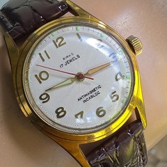 Vintage Birks men’s automatic watch Felsa 690 Bidynator Guilloché dial 1950s