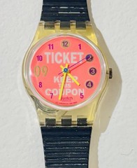 Vintage Swatch 1992 Ladies Watch World Order Ticket- New Battery